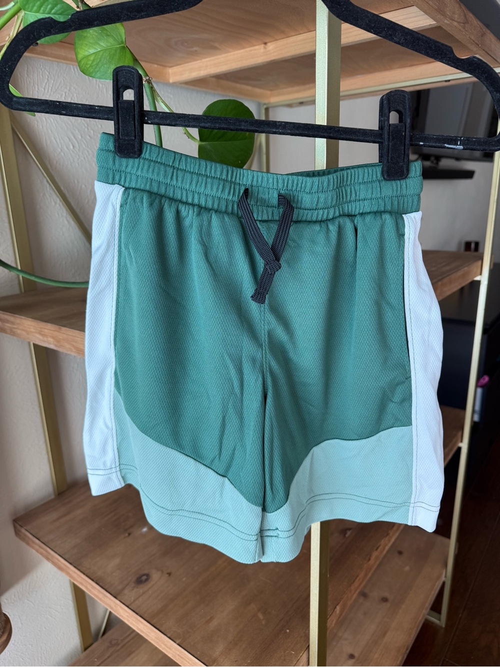 GAP Green Colorblock Athletic Shorts with White Panels